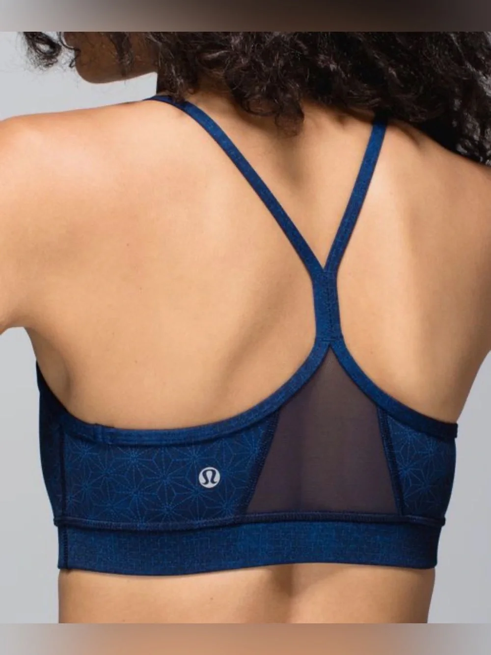 Lululemon Flow Y Bra IV Sashico Star Cross Inkwell Rugged Blue Size 6